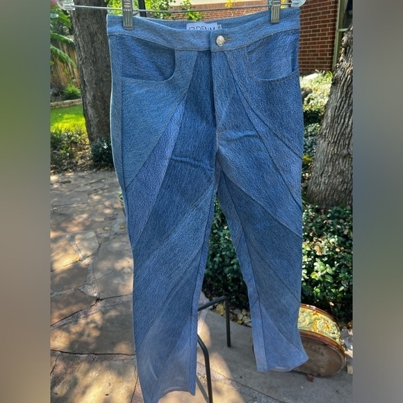 New EB Denim Patchwork Straight Leg Medium Wash Jeans Recycled Revolve XS - Picture 11 of 12